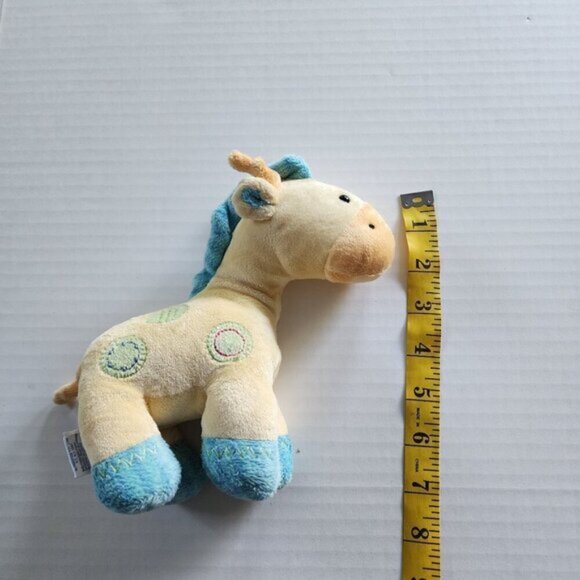 Carter's Child of Mine yellow Giraffe plush toy rattle blue green spots - Picture 5 of 5